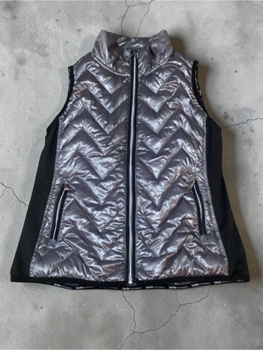 Calvin Klein Performance Metallic Funnel-Neck Premium Down Puffer Vest